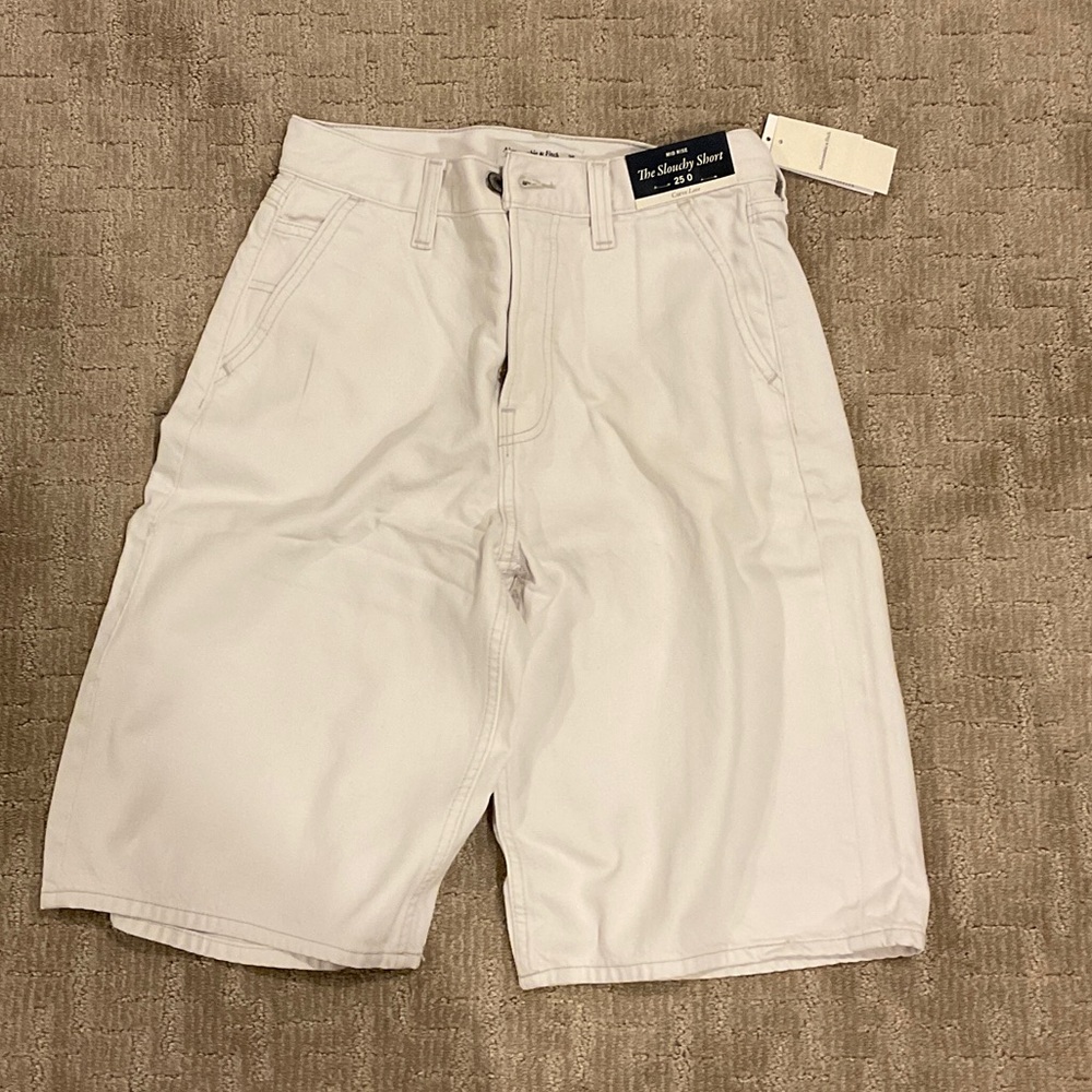 Abercrombie & Fitch White Longline Jean Shorts